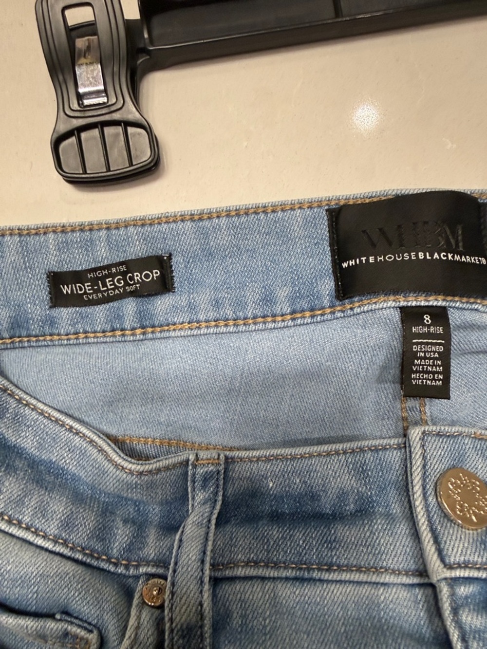 White House Black Market Light Blue Wide Crop Jeans with Cuffed Hem - Picture 9 of 9